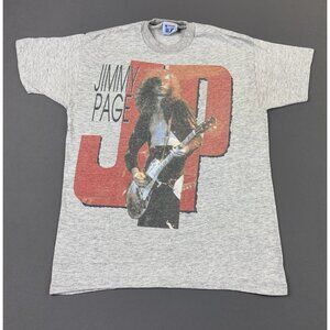 Rare Vintage 80s Jimmy Page JP Band ArtTee Concert Tour Album Gray T USA Made